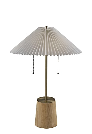 Adesso Ophelia Table Lamp, Antique Brass/White Fabric Shade