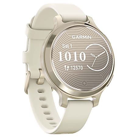 Garmin® Lily® 2 Active Health And Fitness Smartwatch With Anodized Aluminum Bezel And Silicone Band, Lunar Gold/Bone