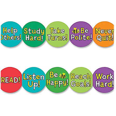 Hygloss Be Your Best Border - Positivity Theme/Subject - 12 (Strips of Border) Shape - Damage Resistant, Durable, Long Lasting - 36" Height x 3" Width - Assorted - 12 / Pack