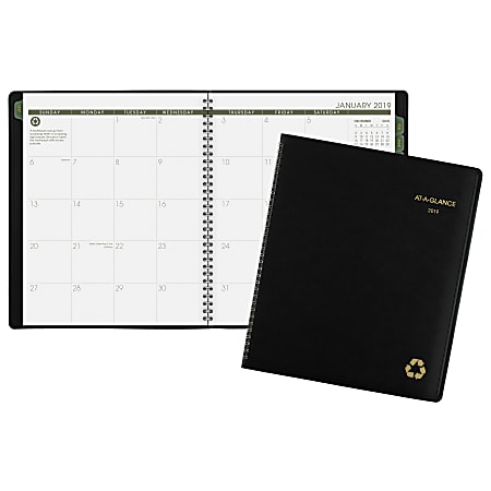 AT-A-GLANCE® 13-Month Planner, 8 7/8" x 11", 100% Recycled, Black, January 2019 to January 2020