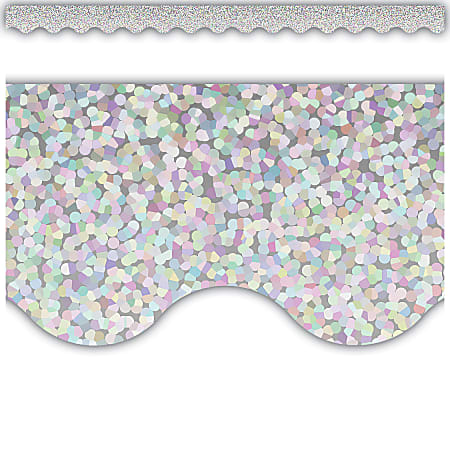 Teacher Created Resources Scalloped Border Trim, Silver Sparkle, 3-1/16" x 35", Total Qty 12