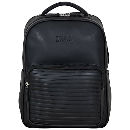 Kenneth Cole Reaction Vegan Leather Backpack With 15.6" Laptop Pocket, Black