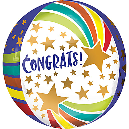 Amscan Congrats Party Foil Balloon, 16", Orbz Congrats Stars