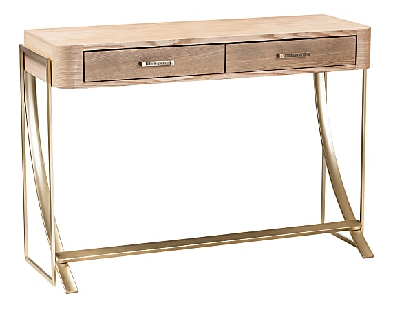 Baxton Studio Contemporary Console Table, 29-1/2"H x 42-1/2"W x 16-1/8"D, Gold/Natural