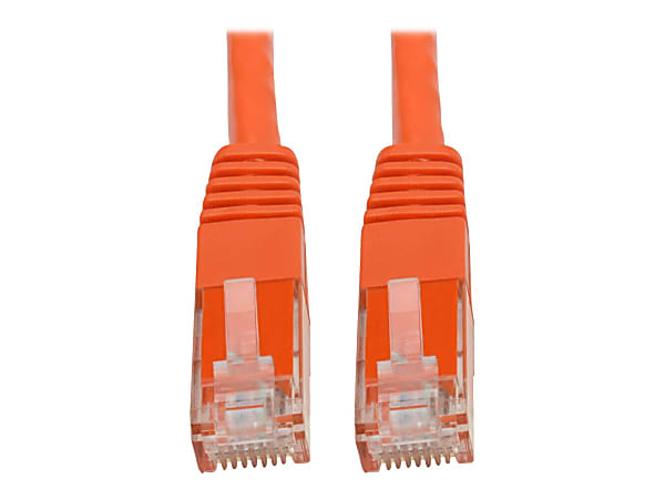 Tripp Lite Cat6 Cat5e Gigabit Molded Patch Cable RJ45 M/M Orange 100ft 100' - 128 MB/s - 100 ft - Orange