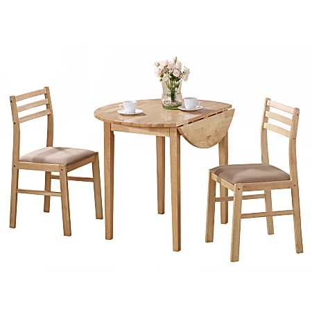 Monarch Specialties Holly Dining Table With 2 Chairs, Natural