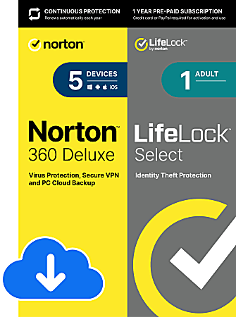 Norton 360 Deluxe With Lifelock Select 100gb En 1 User 5 Device 12mo