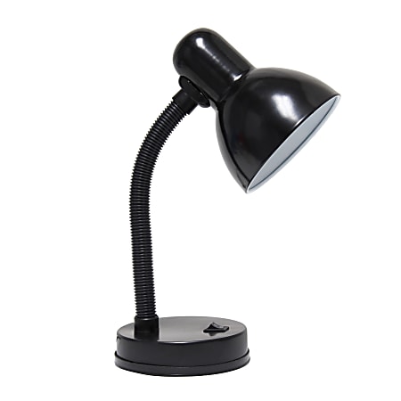 Creekwood Home Essentix Metal Desk Lamp With Flexible Gooseneck, 14-1/4”H, Black Shade/Black Base