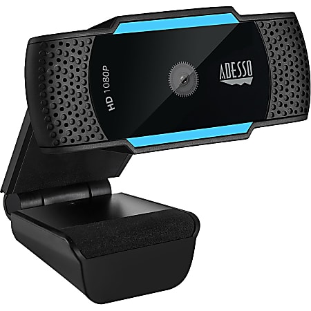 Adesso CyberTrack H5 1080P Webcam - 2.1 Megapixel - 30 fps - USB 2.0 - Auto Focus - Built-In MIC - Tripod Mount - Privacy Shutter Cover - 1920 x 1080 Video - Works with Zoom, Webex, Skype, Team, Facetime, Windows, MacOS, and Android Chrome OS