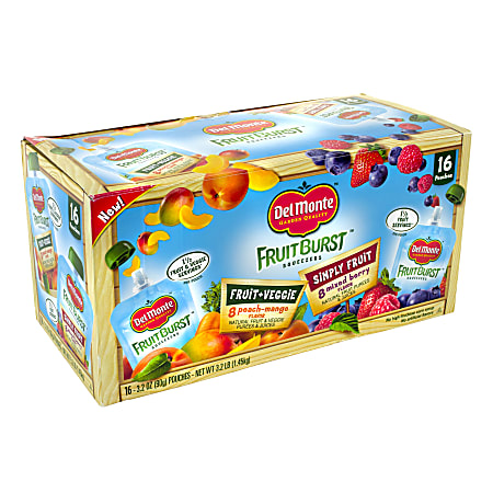 DelMonte Fruit Burst Squeezers Variety Pack, Box of 16