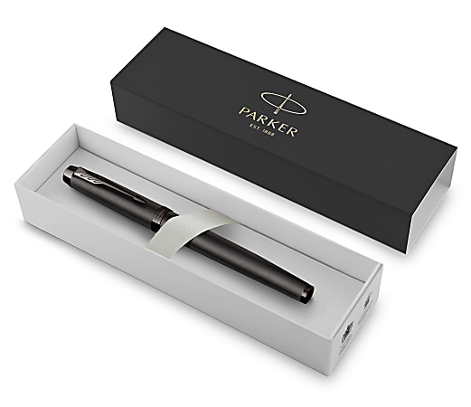 Parker IM Monochrome Fountain Pen, Blue Ink, Gun Metal Finish and Trims, Medium Point, Gift Box