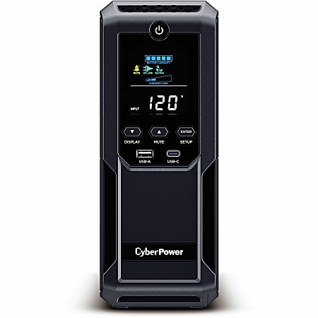CyberPower BRG1500AVRLCD2 Intelligent LCD UPS Systems - 1500VA/900W, 57 - 120 VAC, NEMA 5-15P, Mini-Tower, 12 Outlets, LCD, $500000 CEG, 5YR Warranty