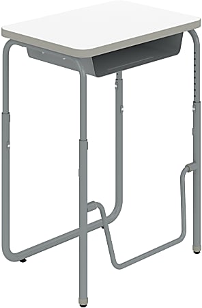Safco® AlphaBetter 2.0 Height-Adjustable Student Sit/Stand Desk With Book Box And Pendulum Bar, 43"H x 28"W x 20"D, Dry Erase