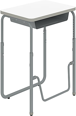 Safco® AlphaBetter 2.0 Height-Adjustable Sit/Stand 28"W Student Desk With Book Box And Pendulum Bar, Dry Erase, 1224DE