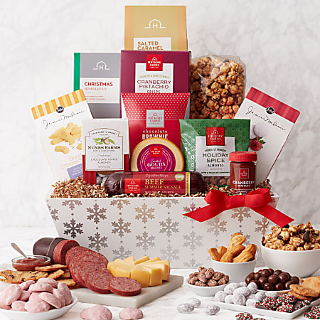 Givens Holiday Snowflake Gourmet Gift Basket, Set Of 12 Gifts
