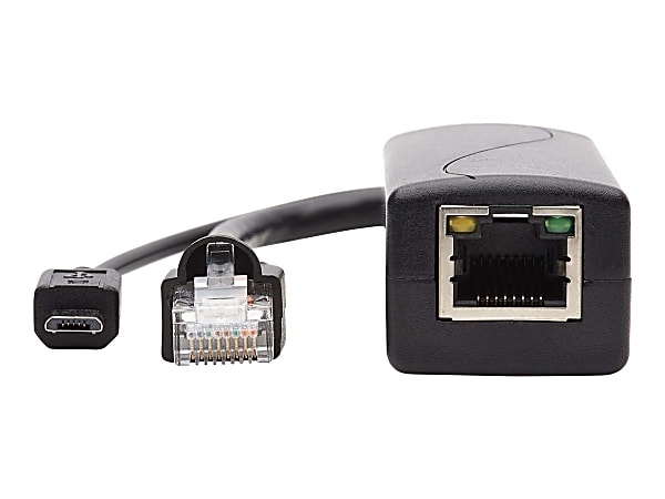 Tripp Lite PoE to USB Micro-B and RJ45 Active Splitter - 802.af, 48V to 5V 1A, Up to 328 ft. (100 m) - PoE splitter - 1 A - DC 48 V - 5 Watt - output connectors: 1 - black