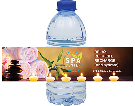 Custom Printed Full-Color Water Bottle Labels, 2-3/8" x 9" Rectangle, Box Of 125 Labels