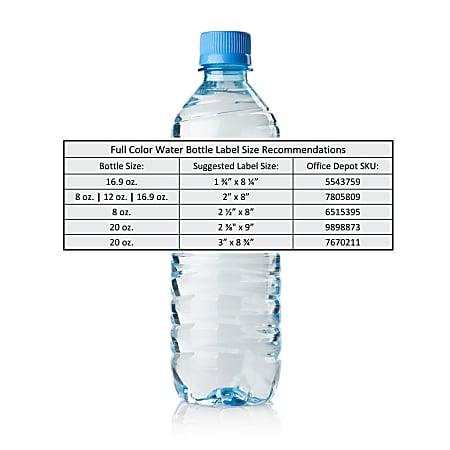 Custom Printed Full-Color Water Bottle Labels, 2-3/8&quot; x 9&quot; Rectangle, Box Of 125 Labels