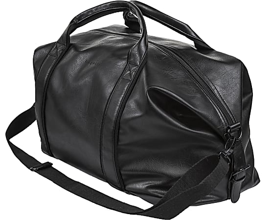 Bugatti Valentino Vegan Leather Duffel Bag, 11-3/4"H x 16"W x 8-1/2"D, Black