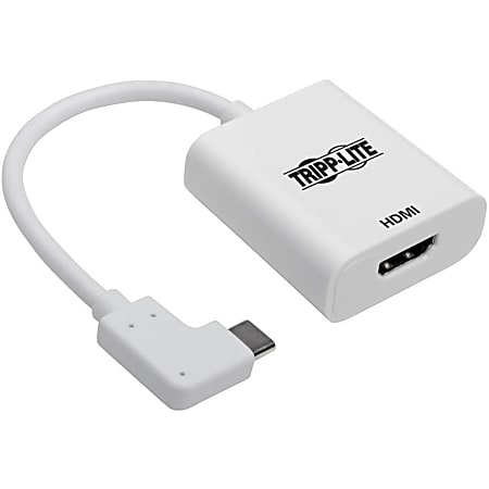 Tripp Lite by Eaton USB-C to HDMI Adapter (M/F) 4K 60 Hz, HDCP 2.2, Right-Angle USB-C, White - 5.98" HDMI/Thunderbolt 3 A/V Cable  - U44406NHD4KRA