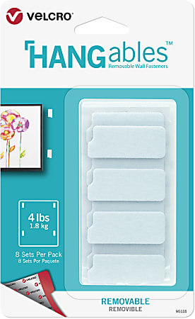 VELCRO Brand HANGables Removable Wall Fasteners 1-3/4 in. x 3/4 in. Strips  (4-Count) in the Picture Hangers department at