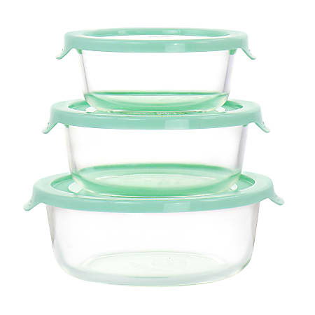 Martha Stewart Glass Storage Container And Lid Set, Mint, Set Of 6 Pieces