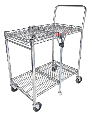 Bostitch® Small Stow-Away Folding Cart, 39" x 19-1/2" x 31", Chrome