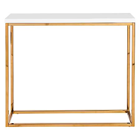 Eurostyle Teresa Console Table, 29-7/8”H x 35-2/5”W x 9-7/8”D, High Gloss Gold/High Gloss White