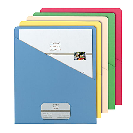 Smead® Slash File Jackets Convenience Pack, 9 1/2" x 11 3/4", Assorted Colors (No Color Choice), Pack Of 25