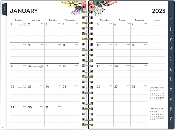 Blue Sky WeeklyMonthly Planning Calendar 5 x 8 Ashlyn Navy Clear