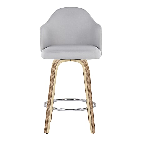 LumiSource Ahoy Fabric Counter Stools Light GrayZebra Set Of 2