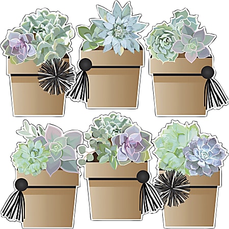Carson Dellosa Education Simply Stylish Potted Succulents Cut-Outs - Nature, Learning Theme/Subject - Durable, Sturdy - 0.50" Height x 6.20" Width x 7.90" Length - Multicolor - Card Stock - 36 / Pack