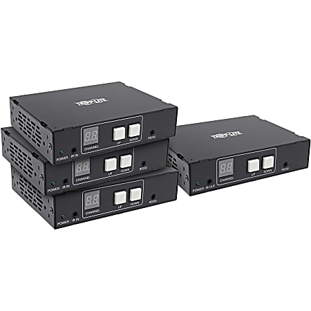 Tripp Lite DVI / HDMI Over Cat5/6 Splitter Extender Kit 1080p @ 60Hz IR TAA - 1 Input Device - 3 Output Device - 656 ft Range - 4 x Network (RJ-45) - 1 x HDMI In - 4 x HDMI Out - Full HD - 1920 x 1080 - Twisted Pair - Category 6 - TAA Compliant