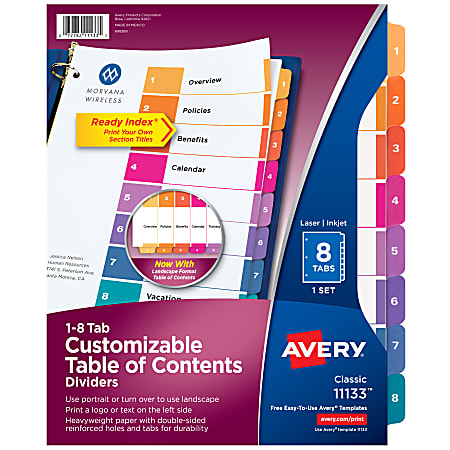 Avery® Ready Index® 1-8 Tab Binder Dividers With