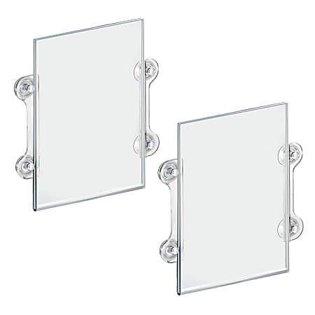 Small 2W x 6H Window Sign Holder with Suction Cup Hooks