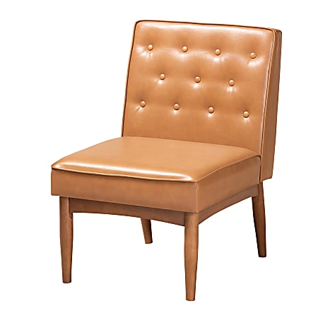 Baxton Studio Riordan Dining Chair, Tan/Walnut Brown