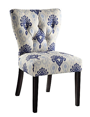 Ave Six Andrew Chair, Medallion Ikat Blue/Dark Brown