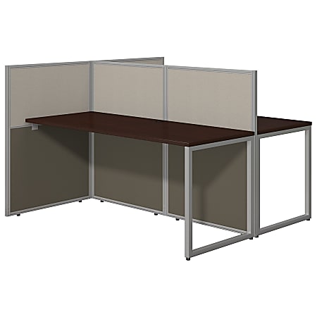 Bush Business Furniture Easy Office 60"W 2-Person Cubicle Desk Workstation With 45"H Panels, Mocha Cherry/Silver Gray, Standard Delivery