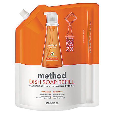 Method™ Dishwashing Soap Pump Refill Pouch, Clementine Scent, 36 Oz Bottle