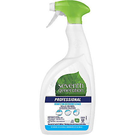 Seventh Generation Professional Disinfecting Bath Spray - Spray - 32 fl oz (1 quart) - Lemon Citrus ScentSpray Bottle - 1 Each - White
