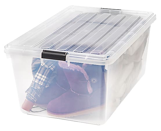 IRIS Weathertight Plastic Storage Container With Latch Lid 14 12 x 17 34 x  23 58 Clear - Office Depot