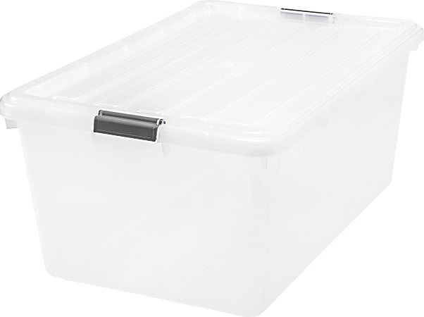 Iris® Storage Boxes With Lift-Off Lids, 26 1/10" x 17 1/2" x 11 1/4", Clear, Case Of 5