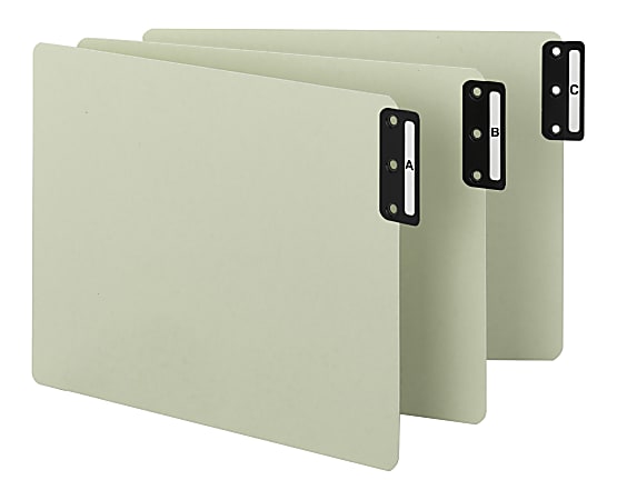 Smead® Pressboard End-Tab Guides, A-Z, Vertical, Extra-Wide Letter-Size, 100% Recycled, Gray/Green, Pack Of 25