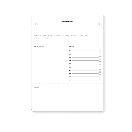 Russell & Hazel Drafters Tablet Notepad, Refill, 6" x 8", 100 Sheets, Noire