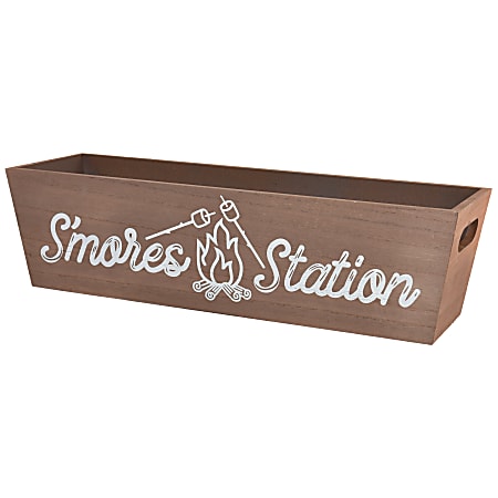 Amscan S'mores Station Plywood Box, 5-1/2"H x 20"W x 5-1/2"D, Brown