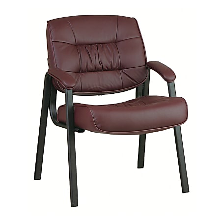 Office Star™ EX8124 Leather Guest Chair, 34 3/4"H x 25 1/4"W x 27 1/2"D, Black Frame, Burgundy Leather