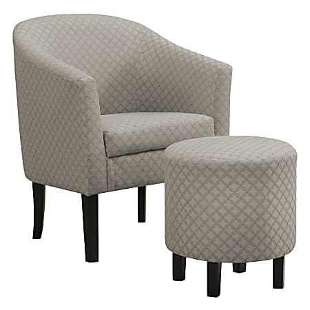 Monarch Specialties Selena Accent Chair With Ottoman, Light Gray