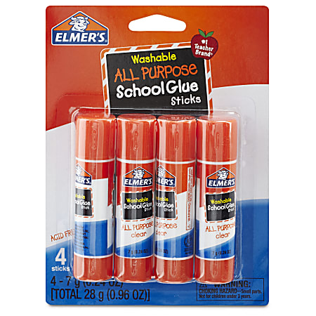 Elmer's® Washable School Glue Sticks, 0.24 Oz, Pack Of 4