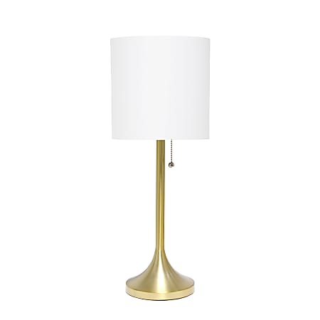 Simple Designs Tapered Table Lamp, 21"H, White Shade/Gold Base