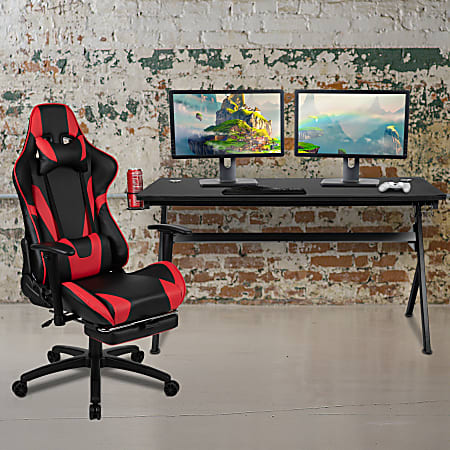 Flash Furniture Gaming Desk And Reclining Chair Set Red ODP